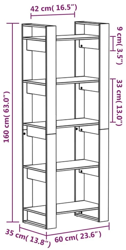 Βιβλιοθήκη/Διαχωριστικό Χώρου Λευκό 60x35x160 εκ. Μασίφ Ξύλο - Λευκό