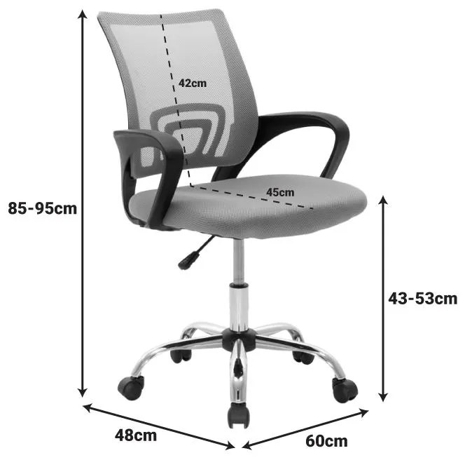 Καρέκλα γραφείου Berto II με ανάκλιση ύφασμα mesh σε μπλε-μαύρη απόχρωση και βάση χρωμίου 60x48x85-95εκ 60x48x95 εκ.