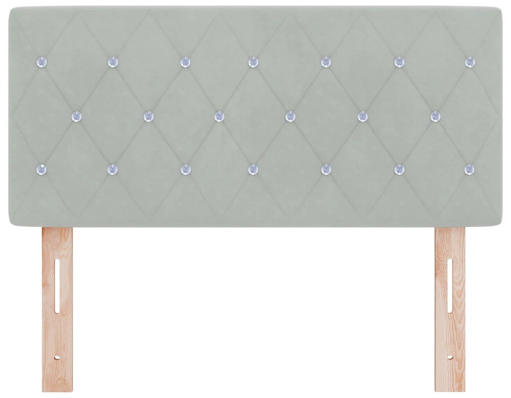 vidaXL LED Κεφαλάκι Κρυστάλλινες Κουμπί Διακοσμημένο Ανοιχτό Γκρι 100 cm Βελούδο