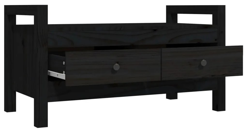 vidaXL Παγκάκι Χολ Μαύρο 80 x 40 x 43 εκ. από Μασίφ Ξύλο Πεύκου