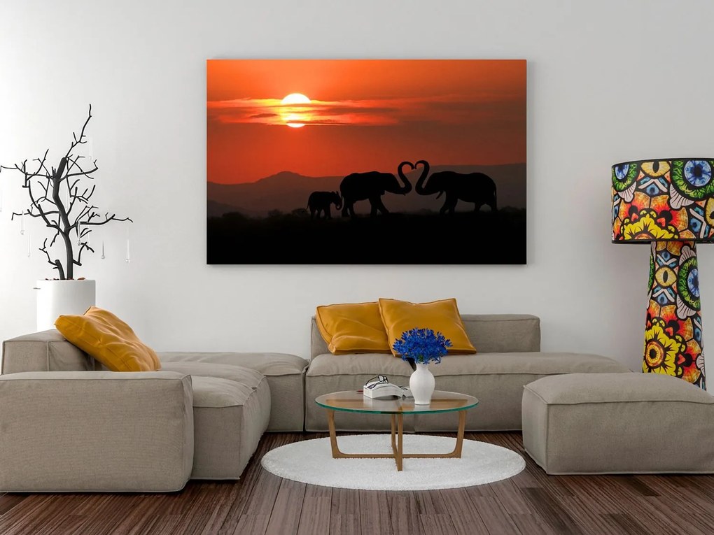 Πίνακας - Elephants in Love (1 Part) Wide 60x40