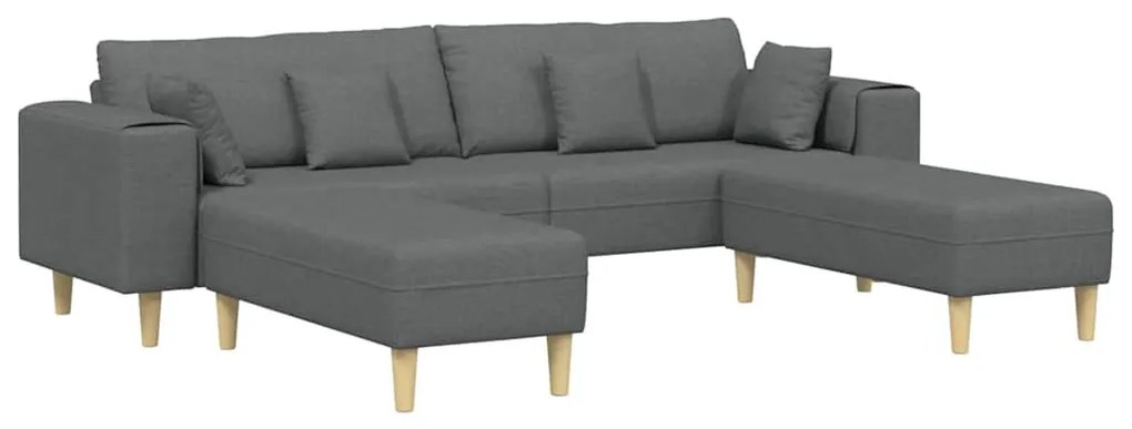 vidaXL Υφασμάτινος καναπές με μαξιλάρι 3 pcs Σκούρο Γκρι 208 εκ. ύφασμα