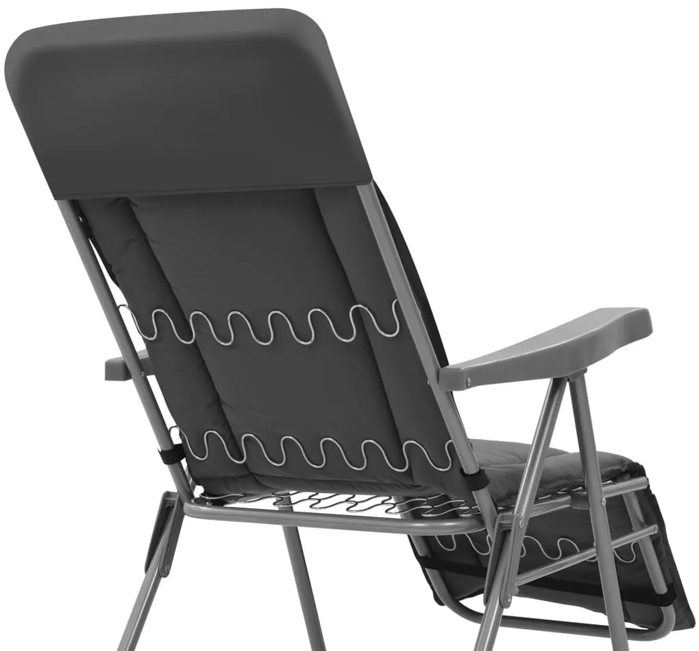 vidaXL Καρέκλες Κήπου Πτυσσόμενες 2 τεμ. Γκρι με Μαξιλάρια