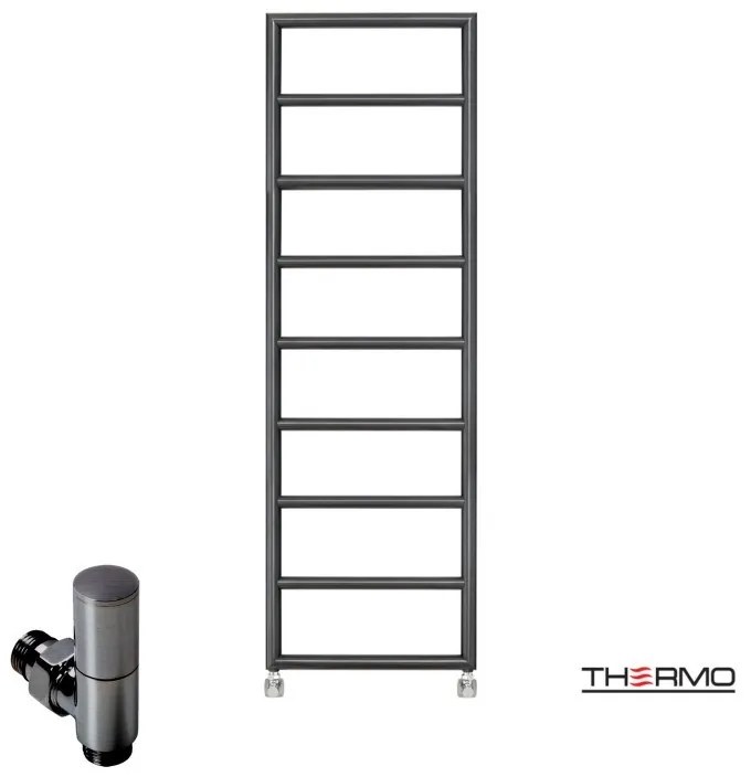 Thermo TEMPO Θερμαινόμενη πετσετοκρεμάστρα από ανοξείδωτο χάλυβα με υδραυλική λειτουργία, 150x50cm Black Brushed PVD