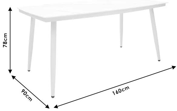 Τραπέζι κήπου Zeren pakoworld μέταλλο λευκό-γυαλί 160x90x78εκ - Γυαλί - 151-000005