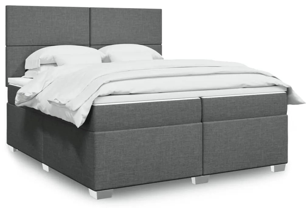 ΚΡΕΒΑΤΙ BOXSPRING ΜΕ ΣΤΡΩΜΑ ΣΚΟΥΡΟ ΓΚΡΙ 200X200 ΕΚ. ΥΦΑΣΜΑΤΙΝΟ 3292889