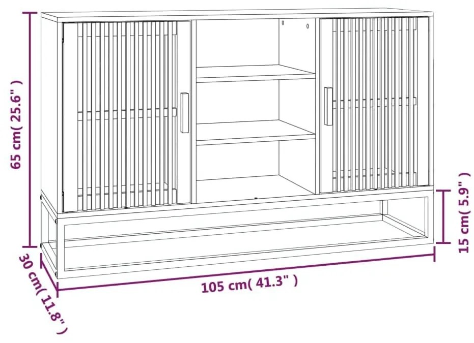 Μπουφές Μαύρος 105 x 30 x 65 εκ. από Επεξεργασμένο Ξύλο - Μαύρο