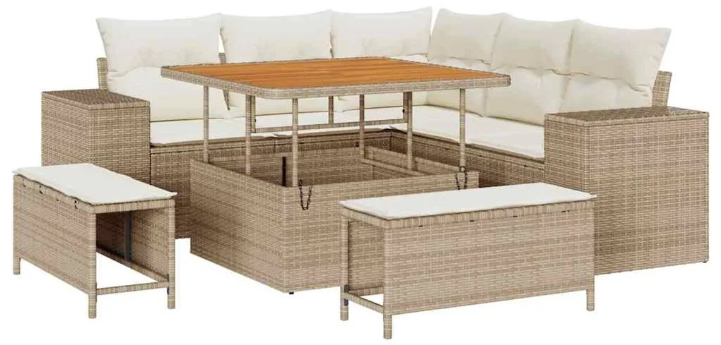 vidaXL Σετ Καναπέ Κήπου 8 pcs Μπεζ συνθετικό ρατάν