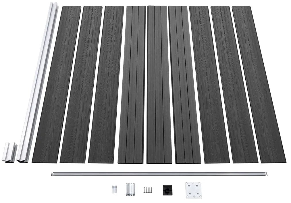 vidaXL Σετ Πάνελ Περίφραξης Μαύρο 965 x (105-186) εκ. από WPC