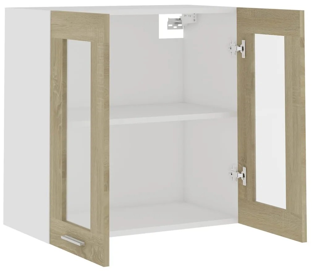 vidaXL Κρεμαστό Γυάλινο Ντουλάπι "Lyon" Ξύλο Sonoma Δρυς 60x31x60 εκ. από Τεχνητό Ξύλο