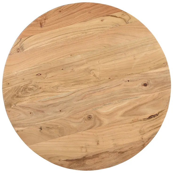 Τραπέζι σαλονιού Coffelty Inart μασίφ ξύλο ακακίας - λευκό μέταλλο Φ90x40εκ