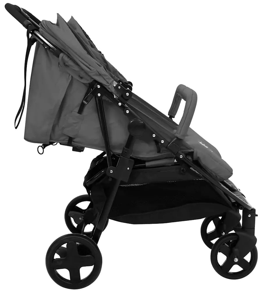 vidaXL Καρότσι Διδύμων Σκούρο Γκρι / Μαύρο Ατσάλινο