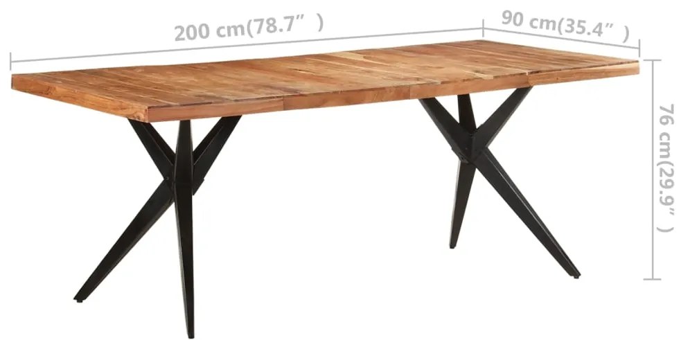 vidaXL Τραπεζαρία 200 x 90 x 76 εκ. από Μασίφ Ξύλο Ακακίας