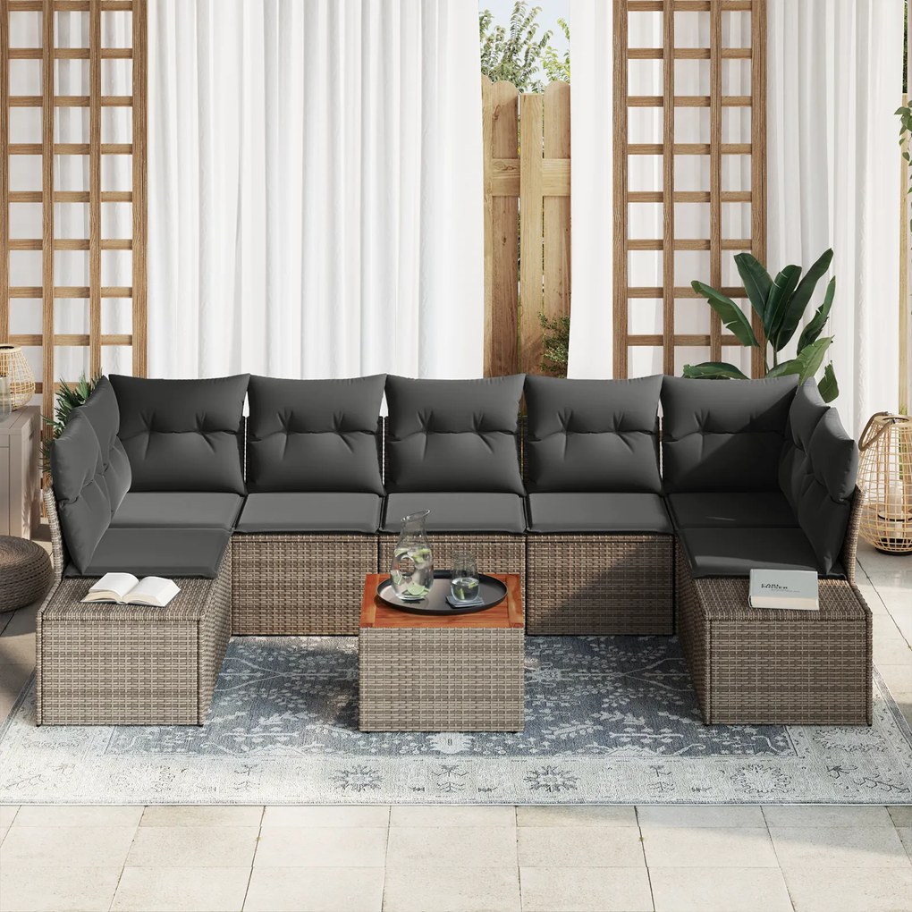vidaXL Σετ Καναπέ Κήπου 8 pcs Γκρι 55 x 55 x 37 εκ