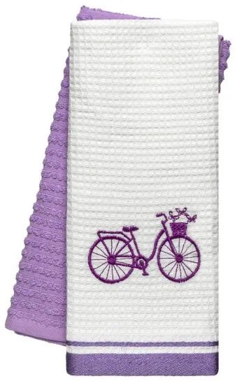 Beauty Home Ποτηρόπανα σετ 2τμχ Bicycle Art 8812 40x60 Λιλά