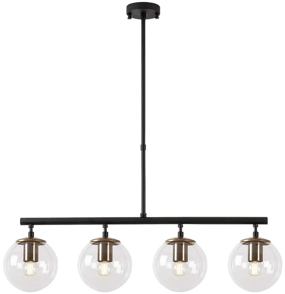 Φωτιστικό Οροφής - Ράγα Fazli 942FLG1191 70x15x43/87cm 4xE14 40W Black Opviq