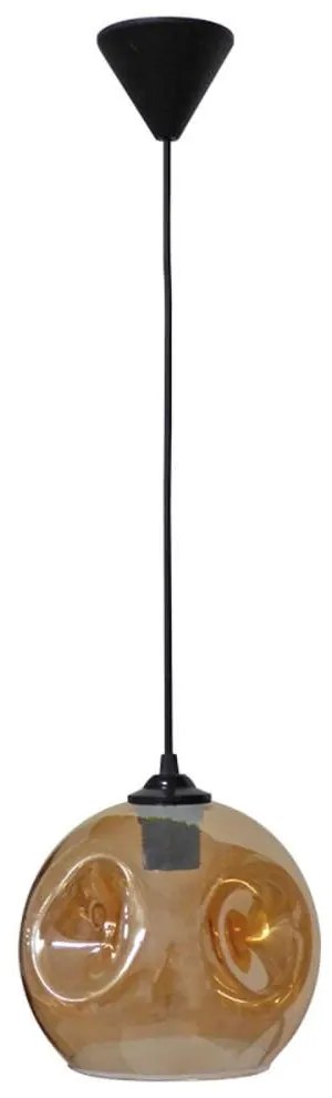 Φωτιστικό Οροφής Pop 02-0405 1/Ε27 Φ20x90cm Black-Honey Heronia Metal, Glass