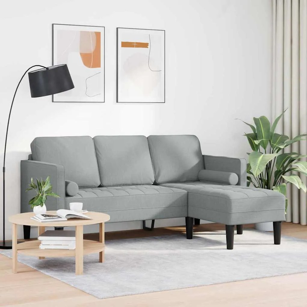 vidaXL Γωνιακός Καναπές 3-Θέσεων Ανοιχτό Γκρι 160 εκ. Υφασμάτινος