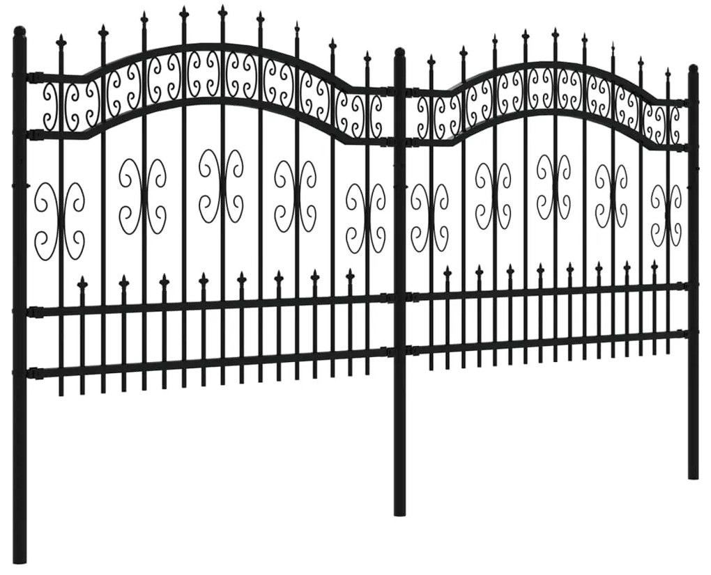 vidaXL Φράχτης Κήπου με Κορυφή Δόρυ Μαύρος 240x100 εκ. Ατσάλι με Ηλεκτροστατική Βαφή