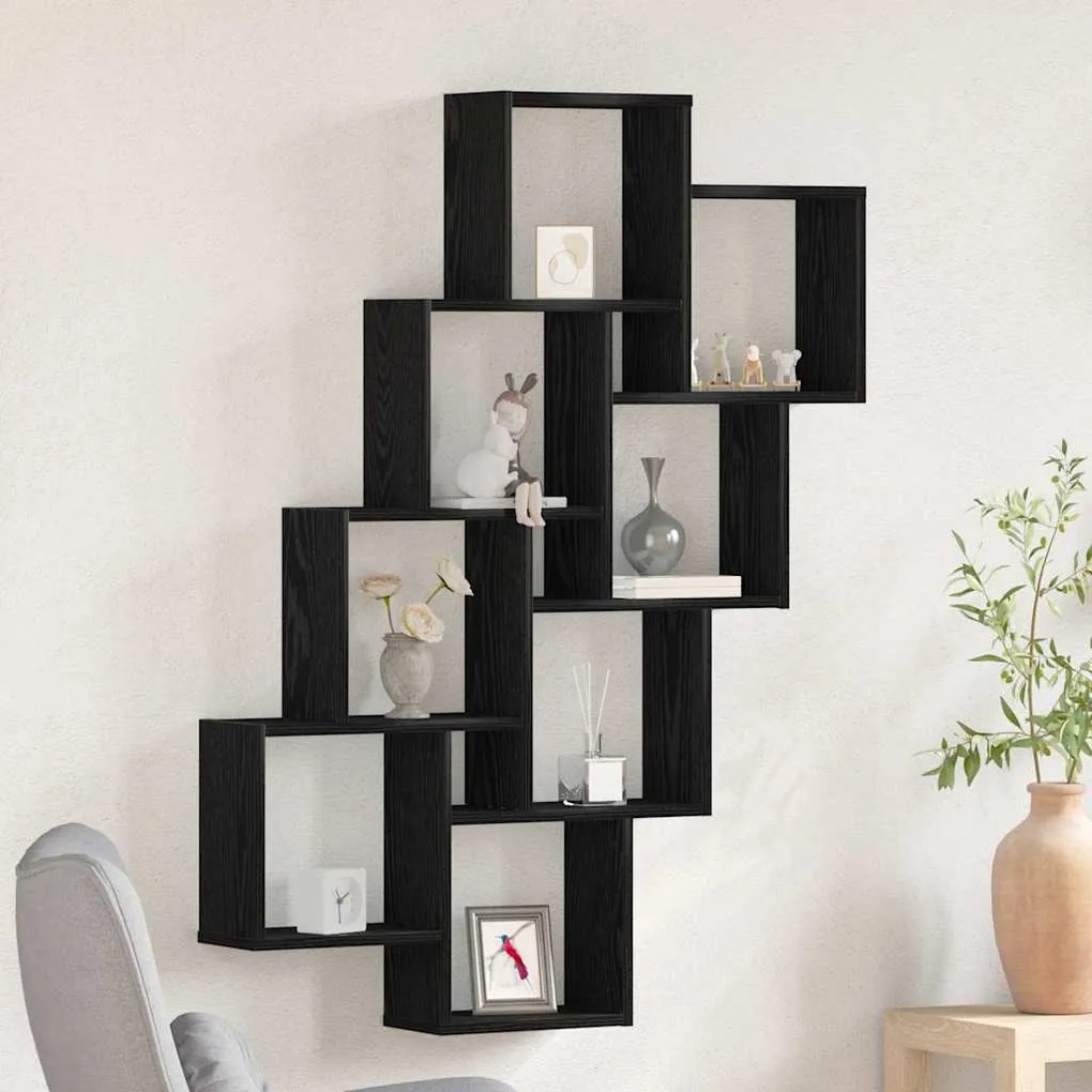 vidaXL Ράφι Τοίχου Μαύρη δρυς 90 x 15 x 119.5 εκ Επεξεργασμένο ξύλο