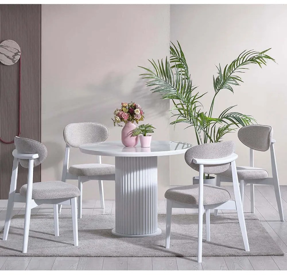 Τραπεζαρία Aqua (Σετ 5Τμχ) 117FRF1501 100x100x75cm White Four Seater Mdf,Ξύλο