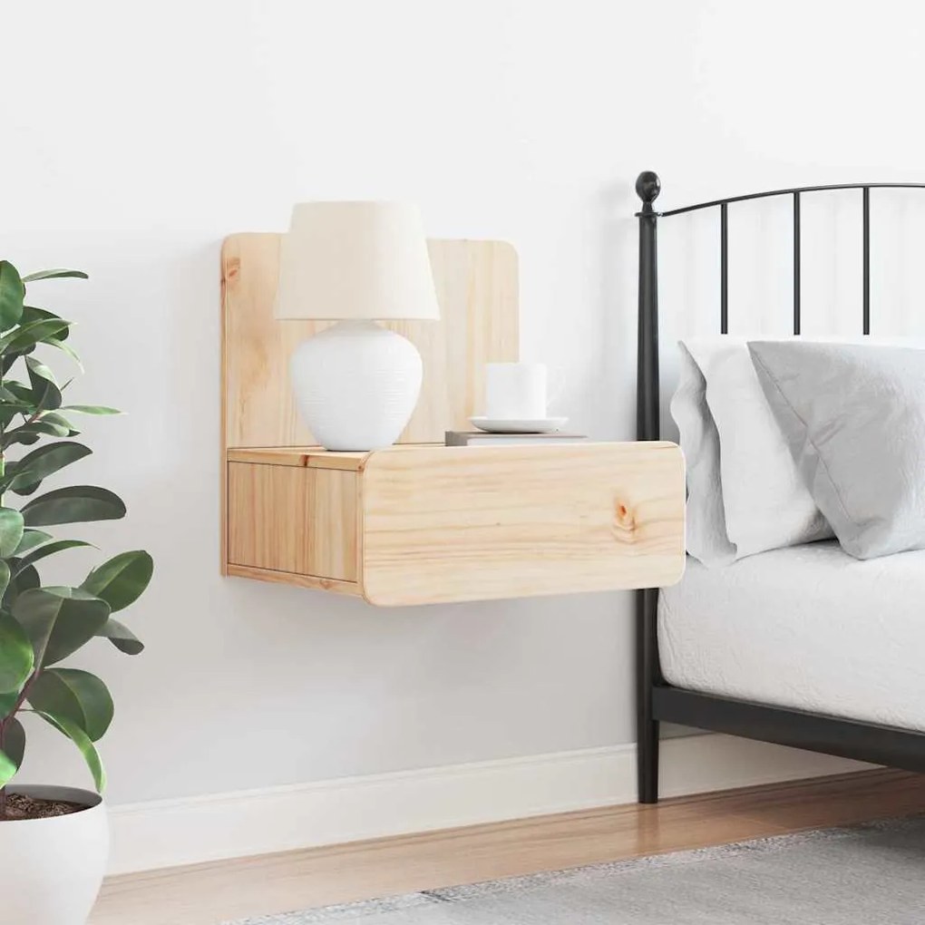 vidaXL Κομοδίνο με συρτάρι Καφέ 44 x 32.5 x 40 εκ. Μασίφ ξύλο πεύκου