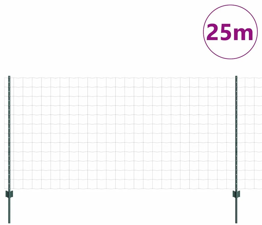 vidaXL Τείχος και Πόστ Πράσινο 1,2 x 25 m Ατσάλι