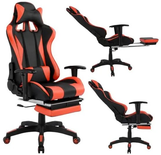 ΚΑΡΕΚΛΑ ΓΡΑΦΕΙΟΥ GAMING HM1063.01 SPEED ΜΑΥΡΟ ΚΟΚΚΙΝΟ &amp; ΥΠΟΠΟΔΙΟ 68 x 71,5 x 134 cm