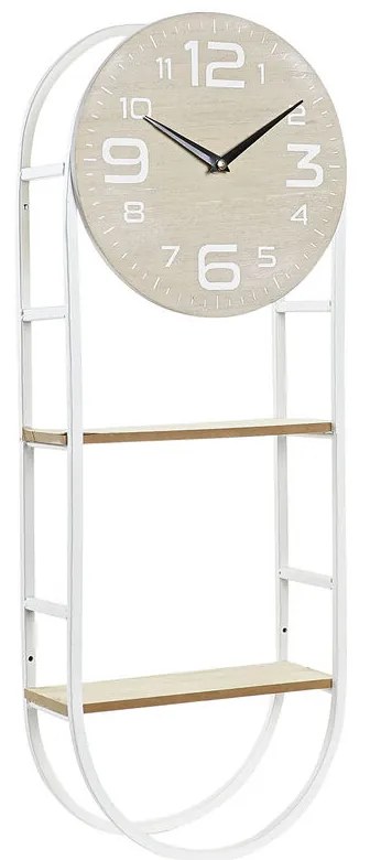 Ρολόι Τοίχου DKD Home Decor Φυσικό Μέταλλο MDF Λευκό (25,5 x 11,5 x 71 cm)