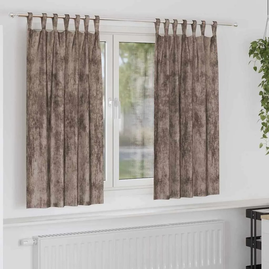 vidaXL Κουρτίνα με κουρτίνες 2 pcs Καπουτσίνο 175 x 140 εκ. Βελούδο