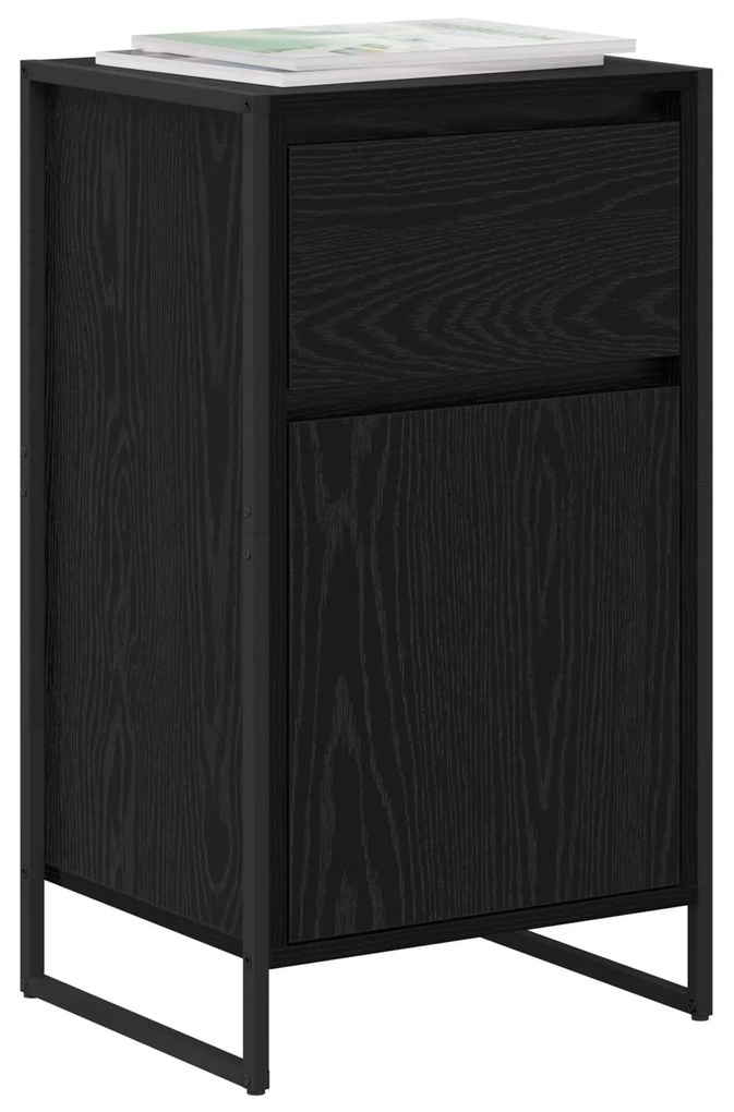 vidaXL Πλαϊνό γραφείο με συρτάρι Μαύρη Οξυά 81 x 36 x 150.5 εκ.