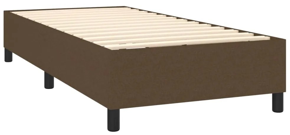 vidaXL Κρεβάτι Boxspring με Στρώμα & LED Σκ.Καφέ 100x200 εκ Υφασμάτινο