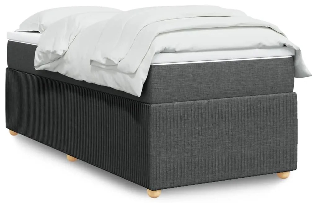 vidaXL Κρεβάτι Boxspring με Στρώμα Σκούρο Γκρι 80x200 εκ. Υφασμάτινο