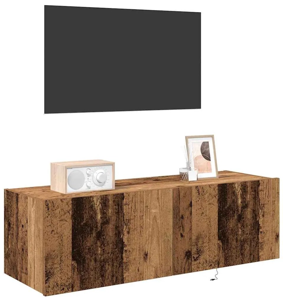 vidaXL Ντουλάπι Τηλεόρασης Τοίχου 2 pcs Παλιό Ξύλο 100 x 35 x 31 cm