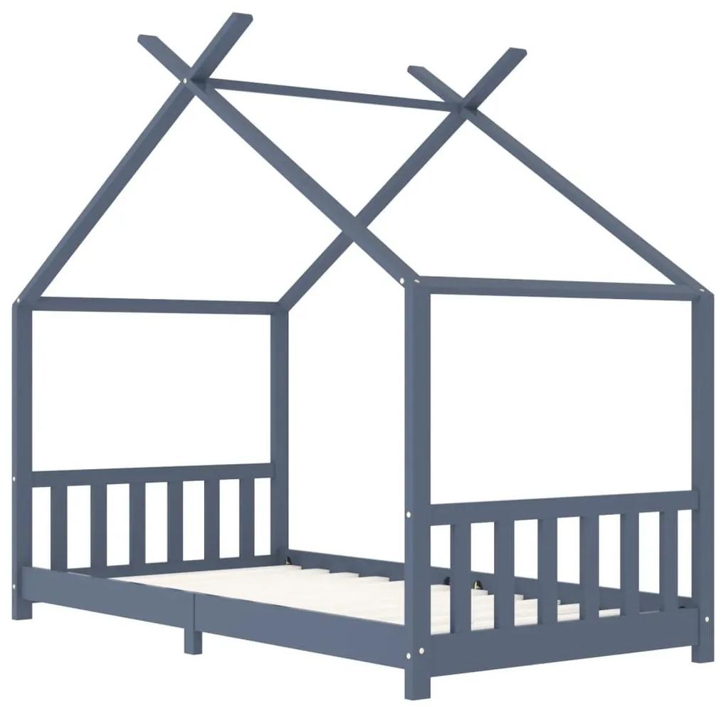 Πλαίσιο Κρεβατιού Παιδικό Γκρι 90x200 εκ. από Μασίφ Ξύλο Πεύκου - Γκρι