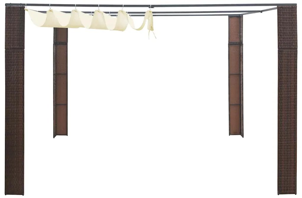 vidaXL Κιόσκι με Οροφή Καφέ/Κρεμ 300x300x220 εκ. από Συνθετικό Ρατάν