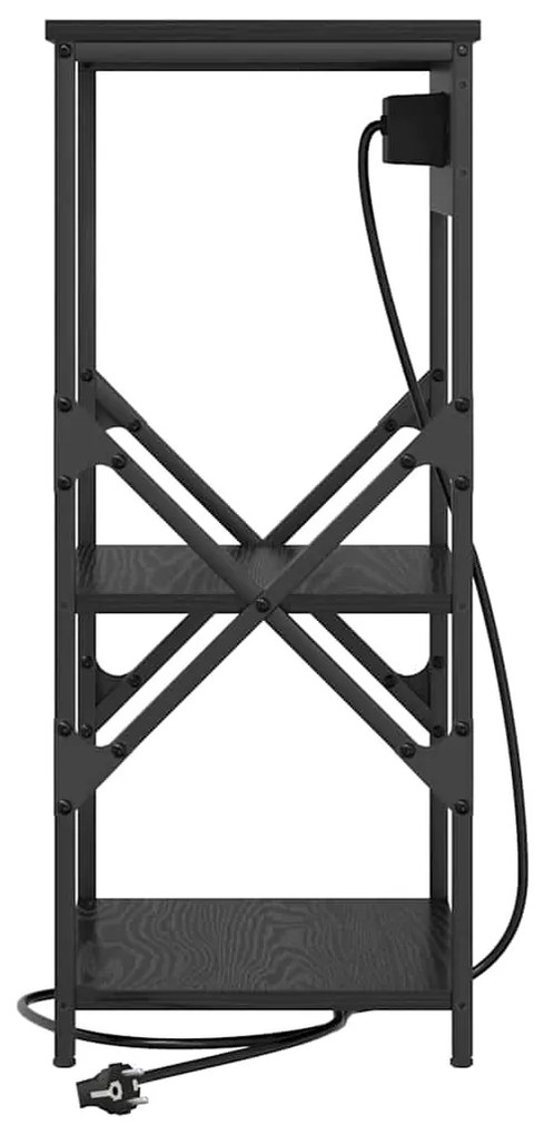 vidaXL Κομοδίνο με ράφι Μαύρη Οξυά 41 x 31 x 76 εκ. Επεξεργασμένο ξύλο