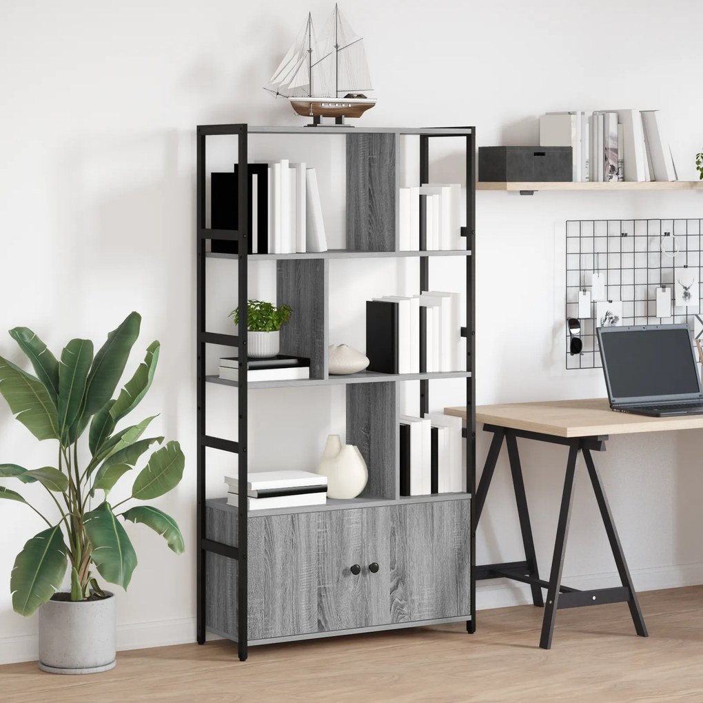vidaXL Ράφι Βιβλίων Γκρι sonoma 80 x 30 x 155.5 εκ Επεξεργασμένο ξύλο