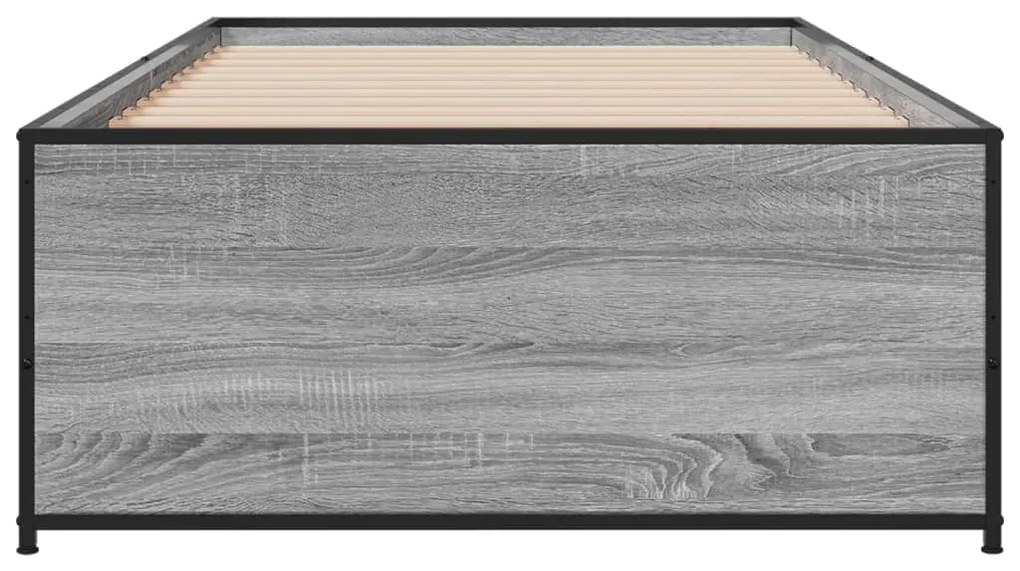 vidaXL Πλαίσιο Κρεβατιού Γκρι Sonoma 75x190 εκ. Επεξ. Ξύλο &amp; Μέταλλο