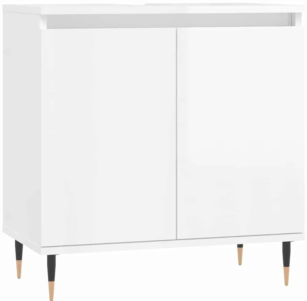 vidaXL Ντουλάπι Μπάνιου Γυαλ. Λευκό 58 x 33 x 60 εκ. από Επεξεργ. Ξύλο