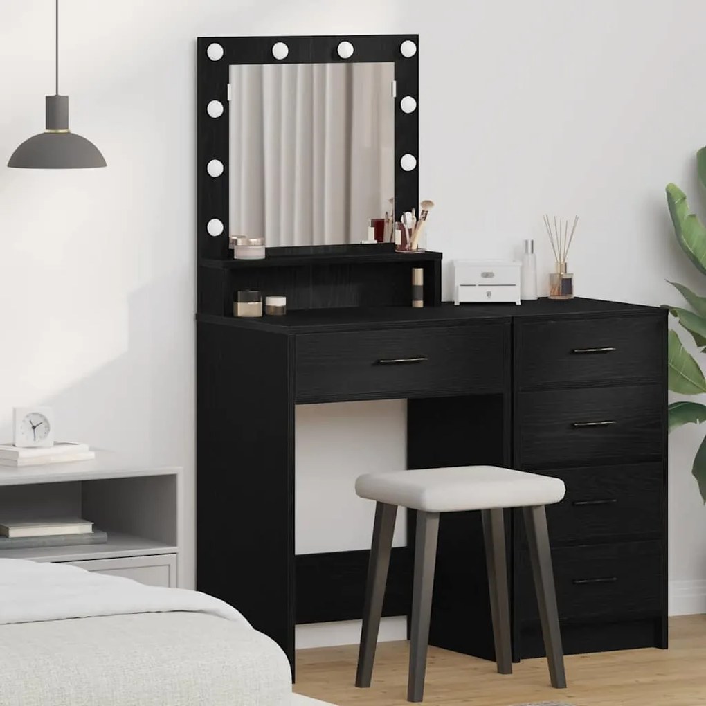 vidaXL Κομοδίνο με ράφι Μαύρη δρυς 50 x 41 x 135 εκ Επεξεργασμένο ξύλο