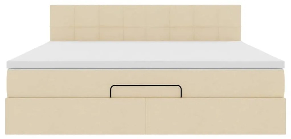 vidaXL Οθωμανικό κρεβάτι με στρώμα Cream 180x200cm ύφασμα