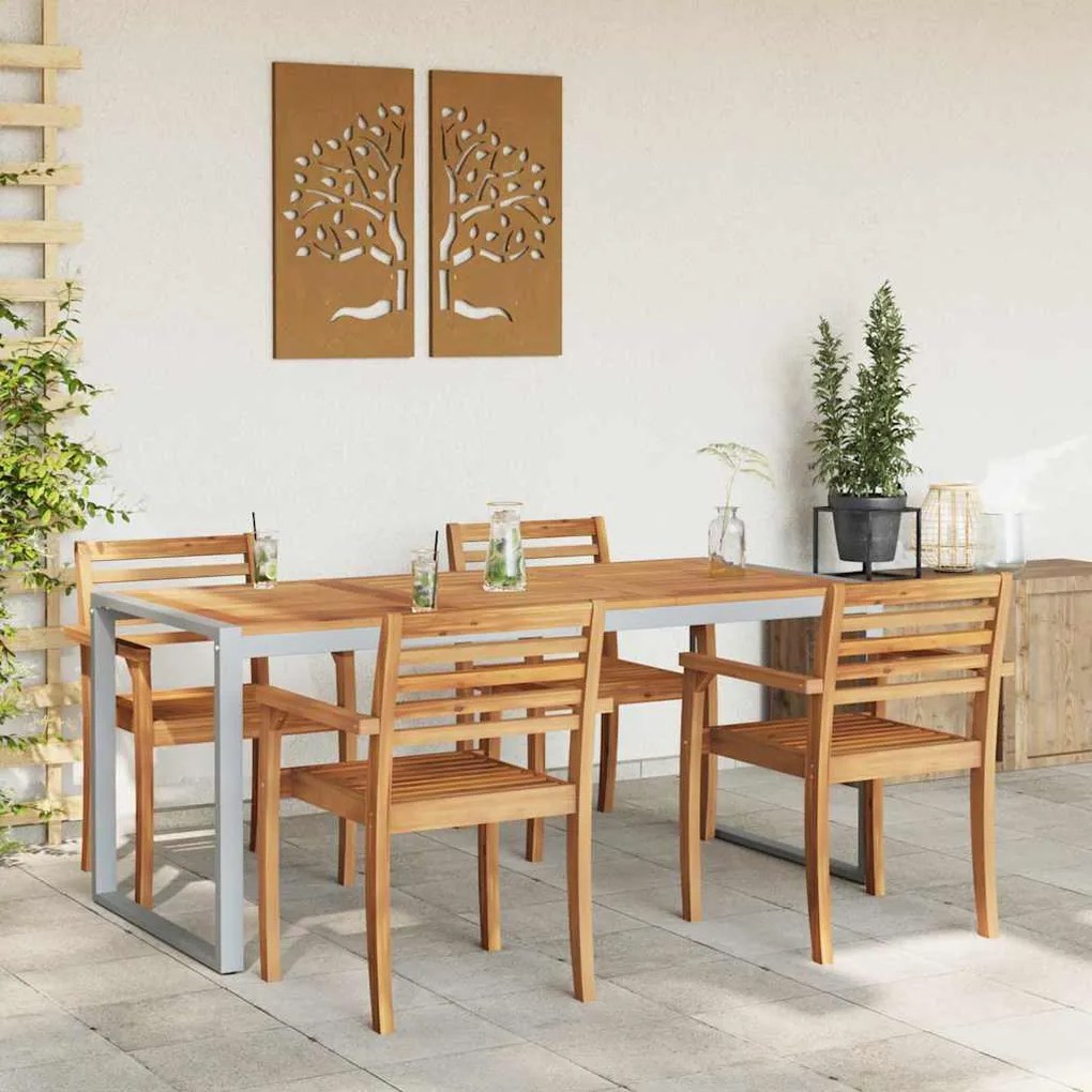vidaXL Τραπέζι Κήπου για Φαγητό Γκρι 180 x 90 x 75 cm