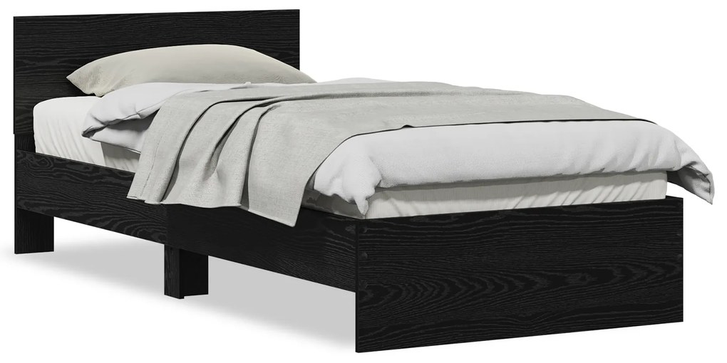 vidaXL Κρεβάτι με Υποκείμενο Μαύρη Δρυς 90x200 cm Επεξεργασμένο Ξύλο