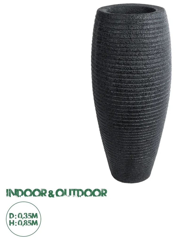 20715 GloboStar®  Artificial Garden NASHVILLE 20715 Επιδαπέδιο Πολυεστερικό Τσιμεντένιο Κασπώ Γλάστρα - Flower Pot Μαύρο Φ35 x Υ85cm