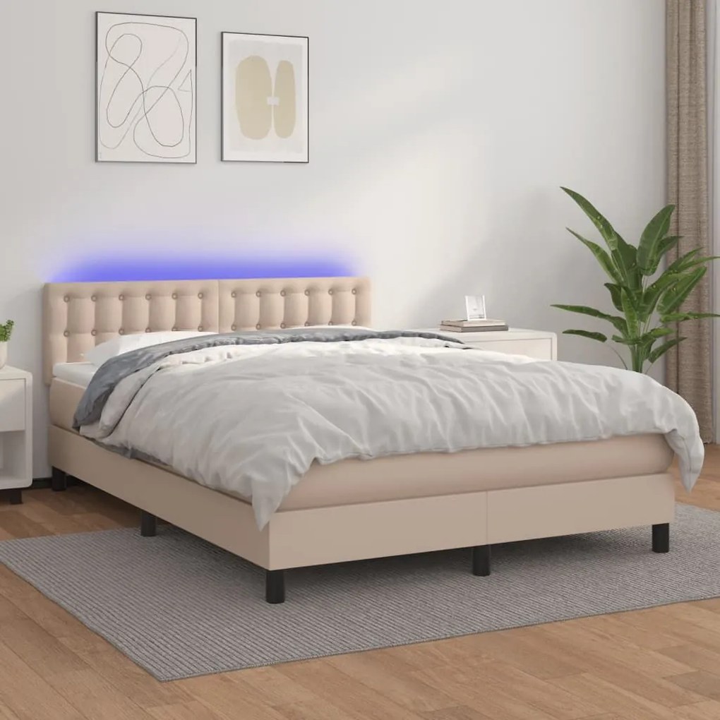 ΚΡΕΒΑΤΙ BOXSPRING ΣΤΡΩΜΑ&amp;LED ΚΑΠΟΥΤΣΙΝΟ 140X200 ΕΚ. ΣΥΝΘ. ΔΕΡΜΑ 3134230