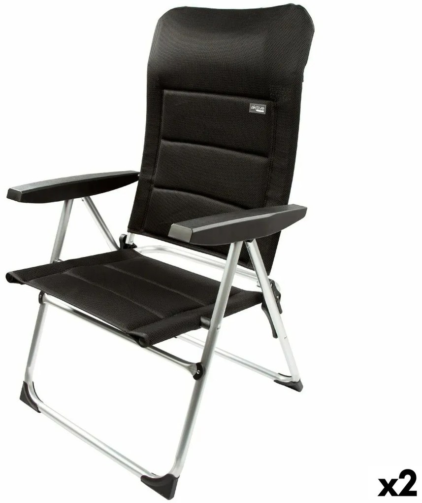 Καρέκλα στην παραλία Aktive Deluxe Εύκαμπτο Μαύρο 49 x 105 x 59 cm (x2)