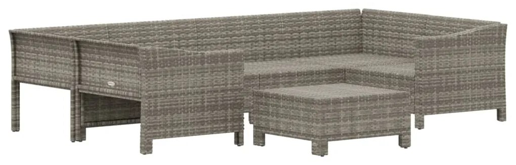 vidaXL Σαλόνι Κήπου 7 Τεμαχίων Γκρι από Συνθετικό Ρατάν με Μαξιλάρια