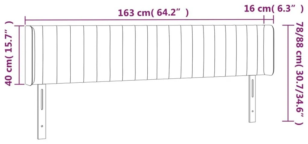Κεφαλάρι Κρεβατιού LED Κρεμ 163x16x78/88 εκ. Υφασμάτινο - Κρεμ