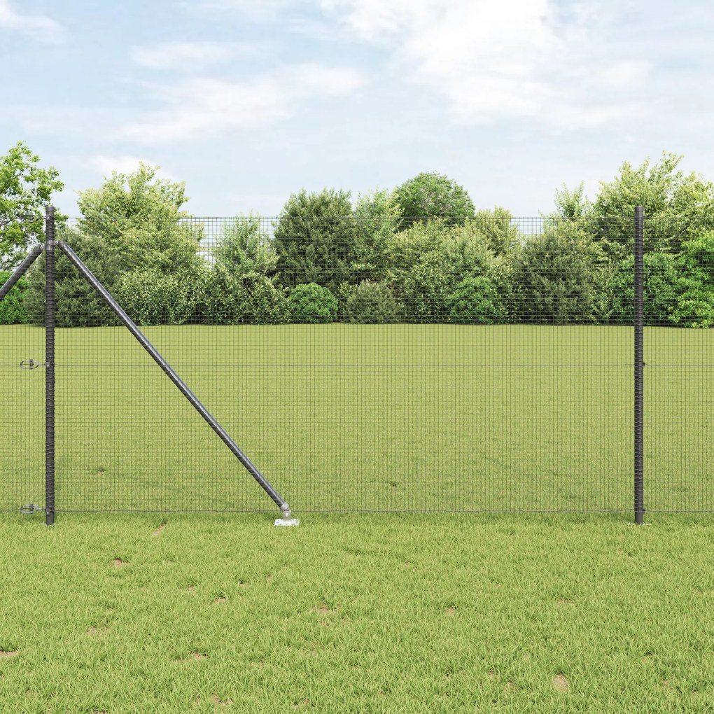 vidaXL Σετ Πέ Fence Σετ των 2 Γκρι Μέταλλο και πλαστικό 25 x 1 μ